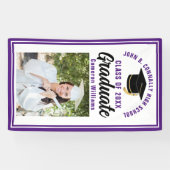 Paarse Afstuderen Foto Aangepaste Cute Graduation  Spandoek (Horizontaal)