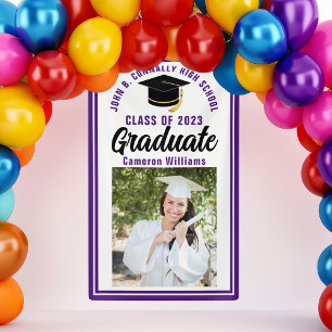 Paarse Afstuderen Foto Aangepaste Cute Graduation  Spandoek