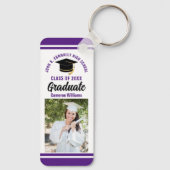 Paarse Afstuderen Foto gepersonaliseerd 2023 Afstu Sleutelhanger (Achterkant)