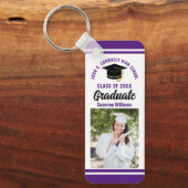 Paarse Afstuderen Foto gepersonaliseerd 2023 Afstu Sleutelhanger (Voorkant)