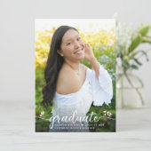 Paarse Afstuderen Foto Moderne Kalligrafie Harten Aankondiging (Staand voorkant)