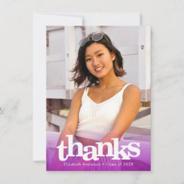 Paarse afstuderen foto vet typografie modern bedankkaart