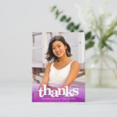 Paarse afstuderen foto vetgedrukte typografie beda briefkaart (Staand voorkant)