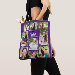 Paarse Afstuderen Fotocollage Afstuderen Gift Tote Bag