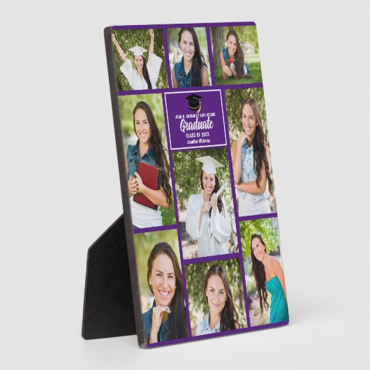 Paarse Afstuderen Fotocollage Afstuderen Keepsake Fotoplaat (Zijkant)