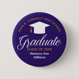 Paarse Afstuderen gepersonaliseerd 2025 Afstuderen Ronde Button 5,7 Cm
