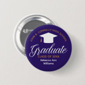 Paarse Afstuderen gepersonaliseerd 2025 Afstuderen Ronde Button 5,7 Cm (Voorkant /achterkant)