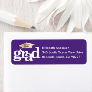Paarse Afstuderen Goud Pet Modern Type Adres Etiket