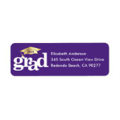 Paarse Afstuderen Goud Pet Modern Type Adres Etiket (Voorkant)
