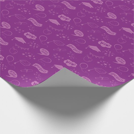 Paarse Afstuderen Hand getrokken krabbelpatroon Cadeaupapier (Hoek)