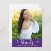 Paarse Afstuderen Het Manuscript van de Foto Harte Briefkaart (Voorkant / Achterkant)