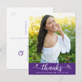 Paarse Afstuderen Het Manuscript van de Foto Harte Briefkaart