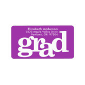 Paarse afstuderen modern vet typografie adres etiket (Voorkant)