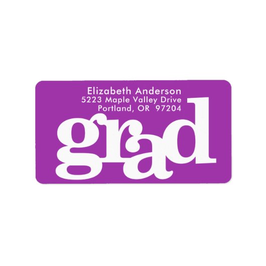 Paarse afstuderen modern vet typografie adres etiket (Voorkant)
