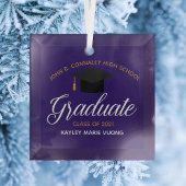 Paarse afstuderen op maat afgestudeerd Kerstmis Keramisch Ornament