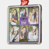 Paarse Afstuderen Photo Collage Afstuderen Metalen Ornament (Links)