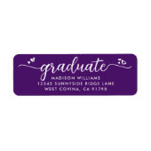 Paarse Afstuderen script harten modern adres Etiket (Voorkant)