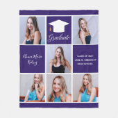 Paarse Afstuderen Senior Fotocollage Custom Fleece Deken (Voorkant)