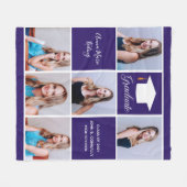 Paarse Afstuderen Senior Fotocollage Custom Fleece Deken (Voorkant (Horizontaal))