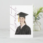Paarse Afstuderen tekst Foto van High School Afstu Aankondiging (Staand voorkant)