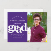 Paarse afstuderen verandering van plannen vet typo uitnodiging briefkaart (Voorkant / Achterkant)