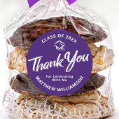 Paarse Afstuderen vet script Pet dank u modern Ronde Sticker