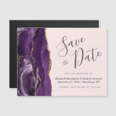 Paarse Agaat Blush Wedding Magnetische Save the Da (Voorkant / Achterkant)