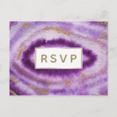 Paarse Agaat bruiloft uitnodigingen RSVP Briefkaar (Voorkant)