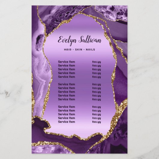 Paarse Agaat Faux folie prijslijst Flyer (Voorkant)