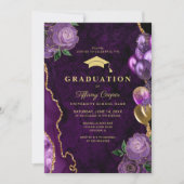 Paarse Agaat Foto Graduation Party Invitation Kaart (Voorkant)