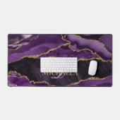 Paarse Agaat Geode Gouden Glitter Monogram Bureaumat (Keyboard & Muis)