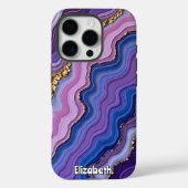 Paarse Agaat Golven met Goud Case-Mate iPhone Case (Achterkant)