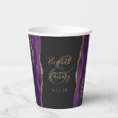 Paarse Agaat Goud Glitter Script Dark Wedding Papieren Bekers (Achterkant)