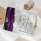 Paarse Agaat Goud Grijs Marmer Dank u Blank Kaart