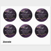 Paarse Agaat & Goud Trouwschrift Luxe Ronde Sticker (Vel)