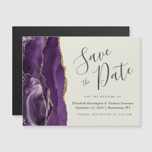 Paarse agaat ivoor bruiloft magnetisch Bewaar de d (Voorkant / Achterkant)