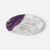 Paarse Agaat Marmer Goud Script 80e Verjaardag Papieren Bordje (Gekanteld)