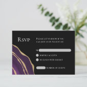 Paarse agaat met gouden RSVP-kaart RSVP Kaartje (Staand voorkant)