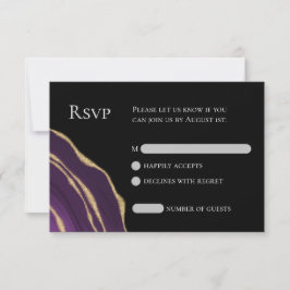 Paarse agaat met gouden RSVP-kaart RSVP Kaartje