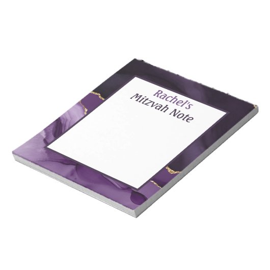 Paarse Agaat Modern Mitzvah Note Meisjes Notitiebl Notitieblok (Linkerzijde)