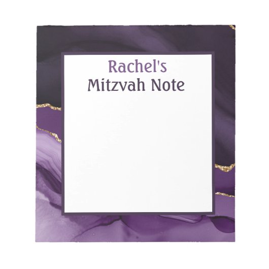 Paarse Agaat Modern Mitzvah Note Meisjes Notitiebl Notitieblok (Voorkant)