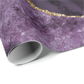 Paarse Agaat Nep Goud Glitters Cadeaupapier (Rol Hoek)
