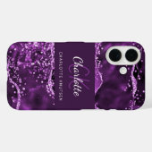 Paarse agaat roze marmeren monogram naam Case-Mate iPhone case (Achterkant (horizontaal))