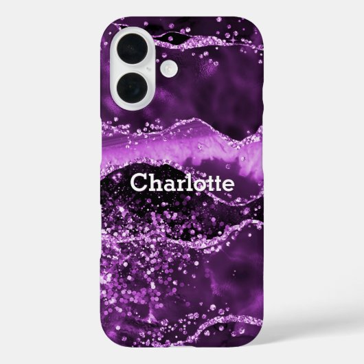 Paarse agaat roze marmeren naam Case-Mate iPhone case (Achterkant)