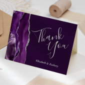 Paarse Agaat Silver Plum Bruiloft Dank u Kaart