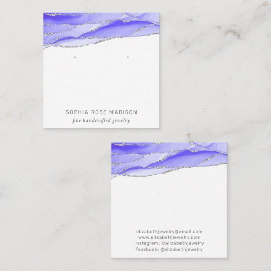 Paarse Agaat Waterverf Sieraden Display Vierkante Visitekaartje (Voorkant / Achterkant)