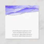 Paarse Agaat Waterverf Sieraden Display Vierkante Visitekaartje (Achterkant)