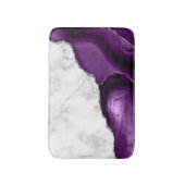 Paarse Agaat Zilver Glitter Witte Marmer Badmat (Voorkant Verticaal)