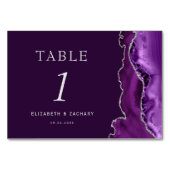 Paarse Agaat Zilveren Pruim Bruiloft Kaart (Voorkant)