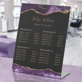 Paarse Agate Beauty Salon Price List Pedestal Sign Reclamebord Met Voetstuk
